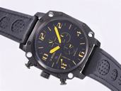 U-Boat Thousands Of Feet 1965 Round Black Dial Black Ostrich Leather Strap Watch