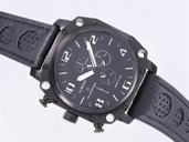 U-Boat Thousands Of Feet 1965 Round Mens Black Ostrich Leather Strap Watch