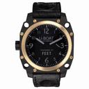 U Boat Thousands of Feet Black Dial 18kt Yellow Gold Black Leather Men's Watch 5328