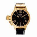 U-boat Classico Black Dial Black 18kt Yellow Gold Calf Leather Men's Watch 1249