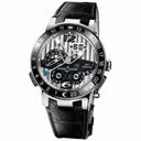 Ulysse Nardin El Toro GMT Silver Dial Platinum Black Leather Men's Watch 329-00