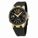 Ulysse Nardin Executive Dual Time Black Dial 18kt Rose Gold Black Rubber Men's Watch 246-00-3-42