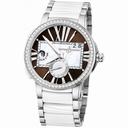 Ulysse Nardin Executive Dual Time Lady Brown Dial Stainless Steel And Ceramic Strap Automatic Ladies Watch 243-10B-7-30-05