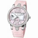 Ulysse Nardin Executive Dual Time Lady Pink Mother Of Pearl Dial Rubber Strap Automatic Ladies Watch 243-10B-3C-397