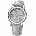 Ulysse Nardin GMT Big Date Grey Dial Stainless Steel Grey Leather Ladies Watch 243-22-30-02