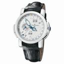 Ulysse Nardin GMT Perpetual White Guilloche Dial Leather Strap Automatic Men's Watch 329-60
