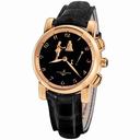 Ulysse Nardin Hour Striker Black Dial 18kt Rose Gold Black Leather Men's Watch 6106-103-E2