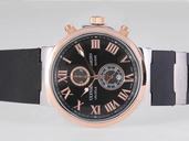 Ulysse Nardin Marine Collection 266-67-3/43YAC Black Dial Rose Gold Case Round Watch
