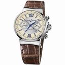 Ulysse Nardin Maxi Marine Chronograph Ivory Dial Brown Leather Automatic Men's Watch 353-66-314