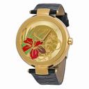 Versace Mistique White Hibiscus Black Leather Ladies Watch I9Q80D2HI-S009