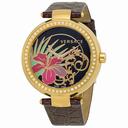 Versace Mystique Hibiscus Flowe Dial Purple Leather Ladies Watch 19Q81D9HI-S702