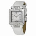 Versace Reve Carre 88Q White Mother of Pearl Dial White Leather Ladies Watch 88Q99SD497-S001