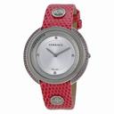 Versace Thea Silver Dial Pink Lizard Ladies Watch VA707-0013