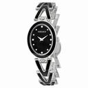 Versace V-Glam Black Diamond Dial Steel and Black Enamel Ladies Watch 60QE9SD009-SE09
