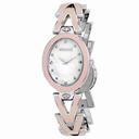 Versace V-Glam Mother of Pearl Diamond Dial Steel and Pink Enamel Ladies Watch 60QE5SD498-SE11