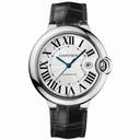 Cartier Ballon Bleu 18kt White Gold Black Leather Automatic Men's Watch W6901351