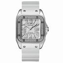 Cartier Santos  de Cartier 100 Mother of Pearl Dial White Rubber Ladies Watch WM50460M