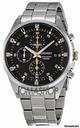 Seiko Black Dial Stainless Steel Chronograph Mens Watch SNDC89