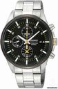 Seiko Black Dial Chronograph Stainless Steel Mens Watch SNDC85