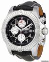 Breitling Super Avenger Black Dial Black Leather Strap Chronograph Mens Watch A1337011-B973BKLT