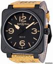 Bell & Ross Heritage Black Dial Tan Leather Strap Mens Watch BR01-92-HERITAGE
