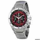 Seiko Black and Red Dial Chronograph Stainless Steel Mens Watch SND701