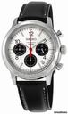 Seiko Silver Dial Black Leather Strap Chronograph GMT Mens Watch SSB003P2