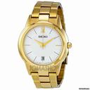 Seiko White Dial Gold Tone Stainless Steel Mens Watch SGEF46