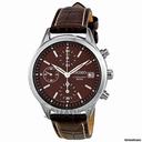 Seiko Brown Dial Chronograph Leather Strap Ladies Watch SNDY43