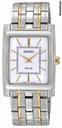 Seiko White Dial Two Tone Solar Quartz Mens Watch SUP893