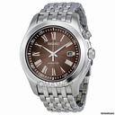 Seiko Kinetic Brown Dial Stainless Steel Mens Watch SKA491