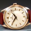 Omega Klassische Herrenuhr, 14K/Rosegold, Handaufzug, Lederarmband