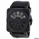 Bell & Ross Compass Black Dial and Black Rubber Strap Mens Watch BR01-92-COMCARBN