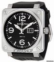 Bell & Ross Grande Date Black Dial Black Rubber Mens Watch BR0196-BL-ST