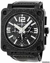 Bell & Ross Aviation Black Carbon Fiber Chronograph Automatic Mens Watch BR0194-CA-FIBER