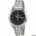 Seiko 5 Black Dial Stainless Steel Mens Watch SNKL23