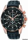 Seiko Sportura Black Dial Chronograph Leather Mens Watch SNAE80