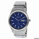 Seiko Solar Quartz Blue Dial Stainless Steel Mens Watch SNE057