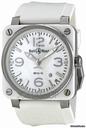 Bell & Ross Aviation Mother of Pearl White Rubber Automatic Mens Watch BR0392-WHT-CERUB
