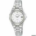Seiko White Dial Solar Power Stainless Steel Ladies Watch SUT053