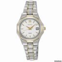 Seiko White Dial Two-tone Solar Power Ladies Watch SUT054