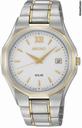 Seiko Solar White Dial Stainless Steel Mens Watch SNE156