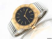 Bulgari Damen "BVLGARI BVLGARI" Edelstahl / Gelbgold Quarz