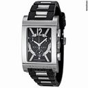 Bulgari Rettangolo Black Dial Rubber/Stainless Steel Mens Watch RTC49BRSVD