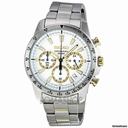 Seiko Chronograph White Dial Stainless Steel Mens Watch SSB029