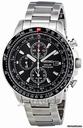Seiko Solar Flight Black Dial Alarm Chronograph Mens Watch SSC009