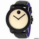 Movado Bold Khaki Dial Black Leather Unisex Watch 3600091