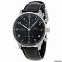 IWC Portuguese Black Dial Automatic Alligator Leather Mens Watch 3714-47