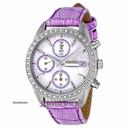 Seiko Chronograph Mother of Pearl Dial Pink Leather Strap Ladies Watch SNDY17