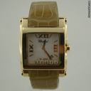 Chopard HAPPY SPORT2  XL SQUARE YELLOW GOLD BROWN LEATHER
